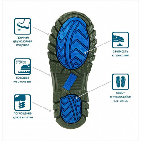 Сапоги PIONEER ЭВА с чулком №2, -60С, зеленый - интернет магазин Полигон