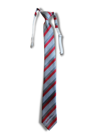 Галстук-регат нового образца ТУ 2020 г (красная полоса Panton 18-1763) РЖД (средний состав), серый, красный - интернет магазин Полигон