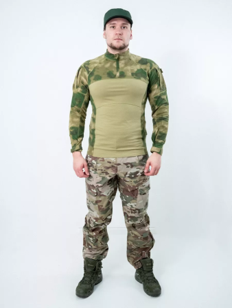 Рубашка боевая, тактическая, длинный рукав, цвет зеленый мох - интернет магазин Полигон