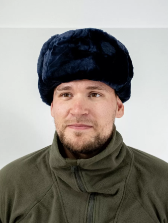 Шапка-ушанка из (сукно морская волна) МЧС, синий, овчина - интернет магазин Полигон