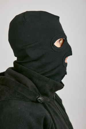 Маска (отверстия для глаз и рта), черный, хлопок - интернет магазин Полигон