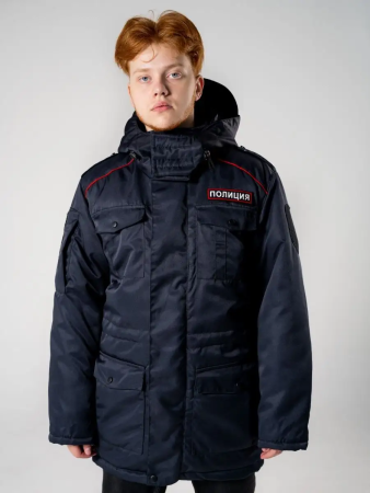 Бушлат ПОЛИЦИЯ, черный, микро/rip-stop (рипстоп), на мембране - интернет магазин Полигон