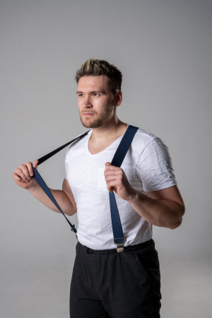 Подтяжки офисные, синий 40 мм - интернет магазин Полигон