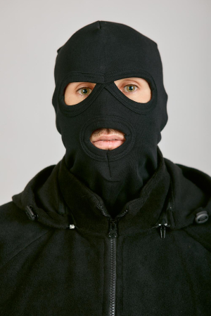 Маска (отверстия для глаз и рта), черный, хлопок - интернет магазин Полигон