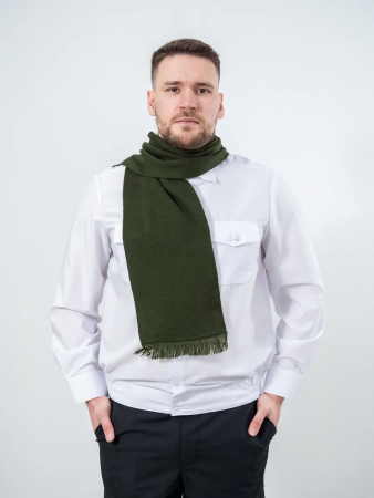 Шарф, оливковый, пан, шерсть - интернет магазин Полигон
