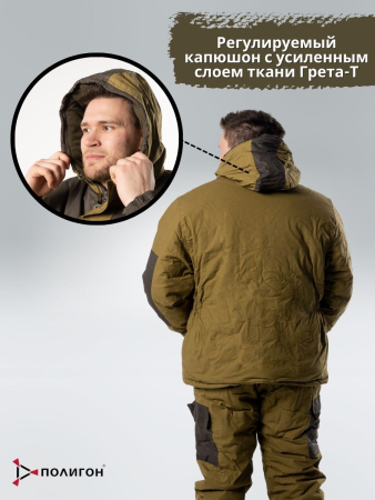Костюм зимний Горка 6, цвет Хаки, ткань Палатка, ткань Гретта-Т - интернет магазин Полигон